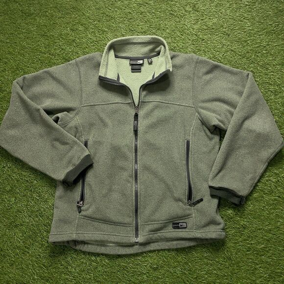 Women’s REI Polartec Jacket L Green Zip-In Full Zip Fleece Outdoor Hiking - Picture 6 of 13